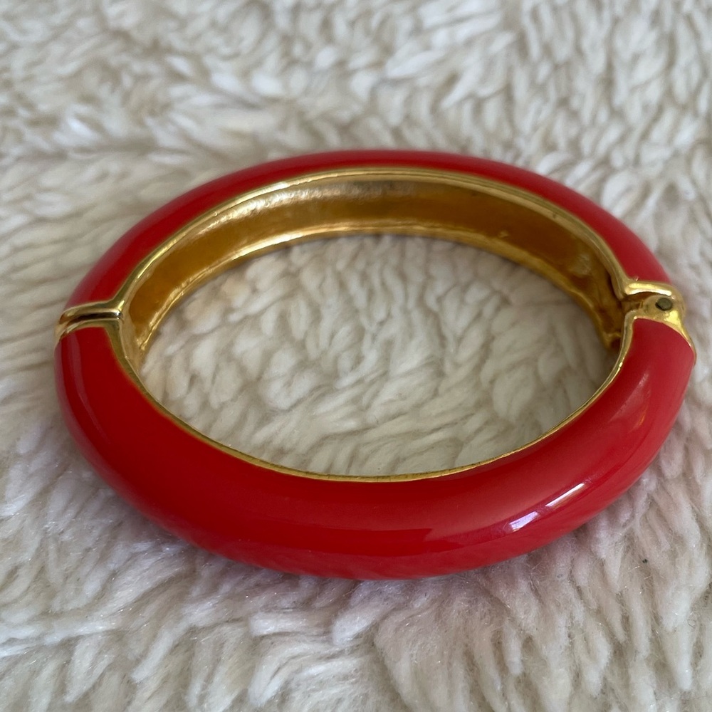 Vibrant Coral and Gold Women's Bracelet